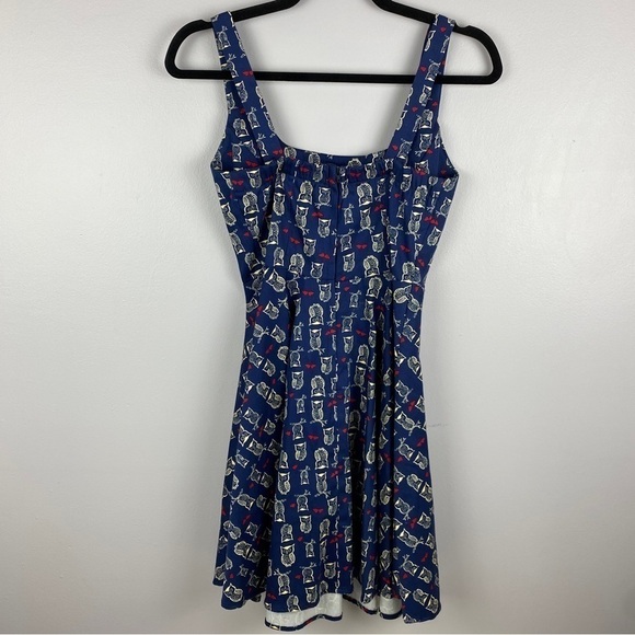 Parcel Navy Blue Owls Red Heart Print Sleeveless Dress Small - Picture 7 of 9